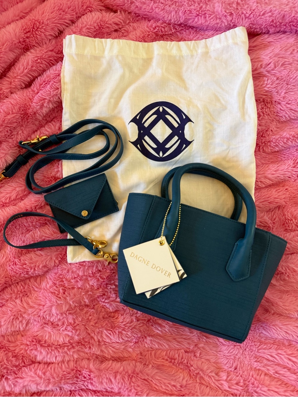 Dagne Dover Teal Mini Tote with Detachable Strap & Card Case